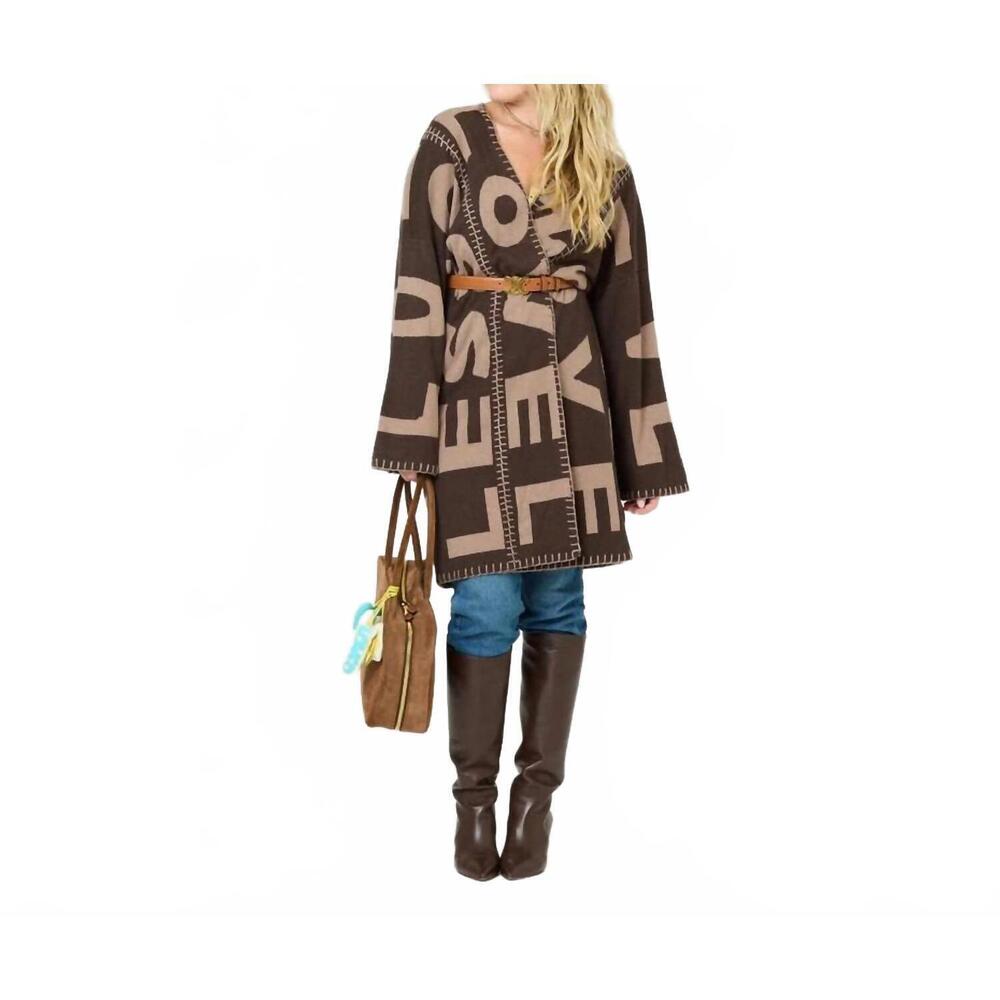 NEW KERRI ROSENTHAL blankie love lesson cardigan in cocoa - Picture 3 of 10